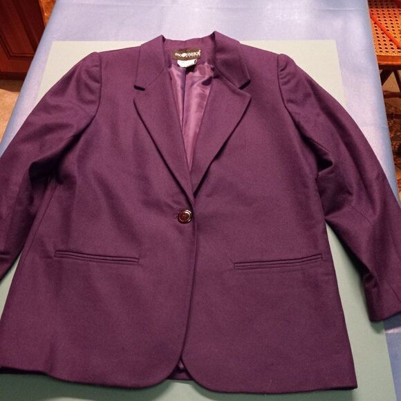 Sag Harbor Jackets & Blazers - Sag Harbor Petite Purple Wool Women's Petitie single Button Jacket